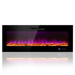 Picture of Costway FP10131US-DK 50 in. Wall Mounted Recessed Electric Fireplace with Decorative Crystal & Log