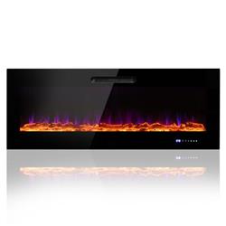 Picture of Costway FP10132US-DK 60 in. Wall Mounted Recessed Electric Fireplace with Decorative Crystal & Log