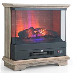 Picture of Costway FP10179US-BN 27 in. Freestanding Electric Fireplace with 3-Level Vivid Flame Thermostat, Natural