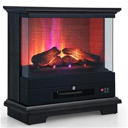 Picture of Costway FP10179US-DK 27 in. Freestanding Electric Fireplace with 3-Level Vivid Flame Thermostat, Black