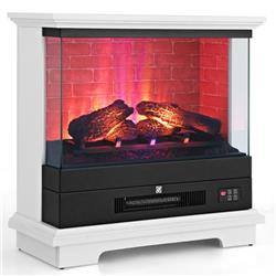 Picture of Costway FP10179US-WH 27 in. Freestanding Electric Fireplace with 3-Level Vivid Flame Thermostat, White