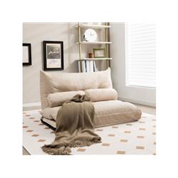 Picture of Costway HU10129BE Adjustable Floor Sofa Bed with 2 Lumbar Pillows&#44; Beige