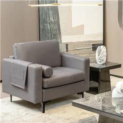 HV10310HS-A-HV10310HS-F Modern Single Sofa with Cushion Bolster & Side Storage Pocket