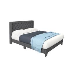 HU10494-Q Upholstered Platform Bed with Button Tufted Headboard - Queen Size