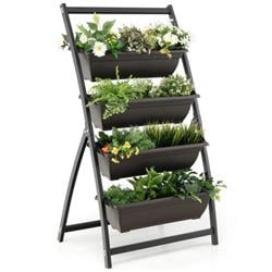 GT3901 4-Tier Vertical Raised Garden Bed with 4 Containers & Drainage Hole - Small