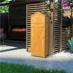 GT3918NA 71 in. Tall Garden Tool Storage Cabinet with Lockable Doors & Foldable Table, Natural