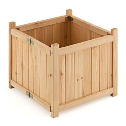 GT3960 Folding Square Fir Wood Raised Garden Bed with Removable Bottom