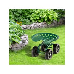 GT4029GN Garden Rolling Workseat with 360-Swivel Seat & Adjustable Height, Green