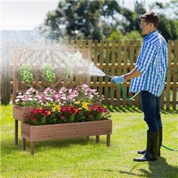 GT4041CF 2-Tier Raised Garden Bed with Trellis, Brown