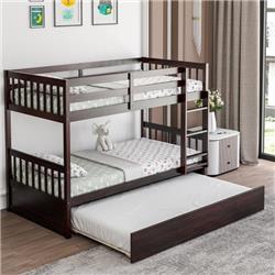 HU10398ES- Twin Size Over Bunk Bed with Pull-out Trundle & Ladder, Espresso