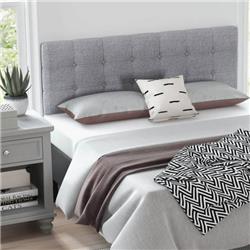 HU10406GR Linen Upholstered Headboard with Solid Rubber Wood Legs, Gray
