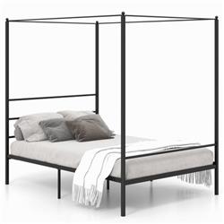 HU10408DK-F Metal Canopy Bed Frame with Slat Support - Full Size