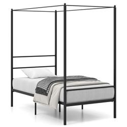HU10408DK-T Metal Canopy Bed Frame with Slat Support - Twin Size