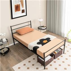 HU10413DK Twin Size Bed Frame with Platform with Headboard, Black