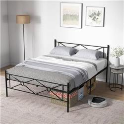 HU10425DK-Q Metal Platform Bed Frame with Headboard & Footboard - Queen Size -  Costway