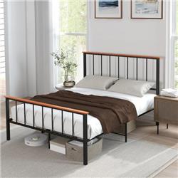 HU10460DK-Q 83.5 x 63.5 x 45.5 in. Bed Frame with Headboard & Footboard - Queen Size -  Costway