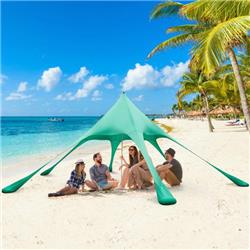 GP11707GN 20 x 20 ft. Beach Canopy Tent with UPF 50 Plus Sun Protection & Shovel, Green