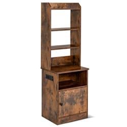 HU10336US-CF 6-Tier Bookshelf with Charging Station & Cabinet, Coffee