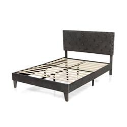 HU10346GR-F Upholstered Platform Bed with Tufted Headboard, Gray - Full Size