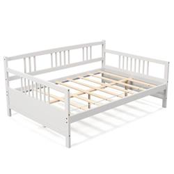 HU10348WH Full Size Metal Daybed Frame with Guardrails, White