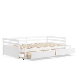 HU10350WH Extendable Twin to King Size Daybed with Trundle & 2 Storage Drawer, White -  Costway