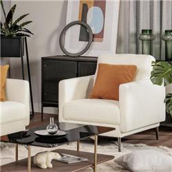 HV10182WL-22WH Modern Upholstered Accent Chair with Removable Backrest Cushion, White