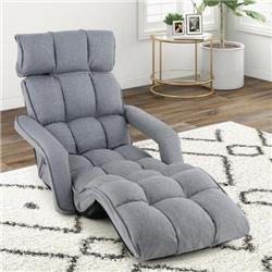 Picture of Costway HV10190GR 6-Position Adjustable Floor Chair with Armrests & Footrest&#44; Gray