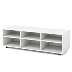 HV10416WH Wood TV Stand for TV Up to 55 in. with 6 Storage Cubbies, White
