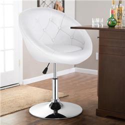 Picture of Costway HW52961WH Modern Adjustable Swivel Round PU Leather Chair, White