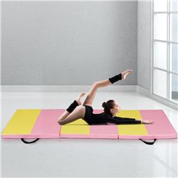 Picture of Total Tactic SP36380 6 x 2 ft. Folding Fitness Exercise Carry Gymnastics Mat&#44; Pink & Yellow