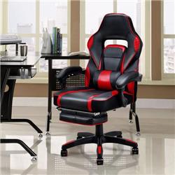 Picture of Costway HW56247RE Ergonomic High Back Racing Swivel Computer Office Desk Gaming Chair with Footrest, Red