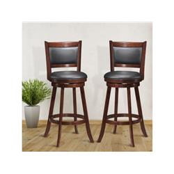 Picture of Costway HW58966BN 29 in. Swivel Bar Height Stool with Wood Dining Chair&#44; Brown - Set of 2