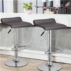 Picture of Costway HW61381CF Swivel Bar Stool Backless Dining Chair, Coffee - Set of 2