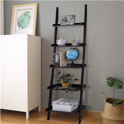 HW51811BK 5-Tier Leaning Wall Display Bookcase, Black