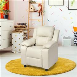 Picture of Costway HW61192GR Deluxe Kids Armchair Recliner Headrest Sofa with Storage Arms, Gray