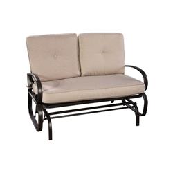 HW51783BE Outdoor Patio Cushioned Rocking Bench Loveseat