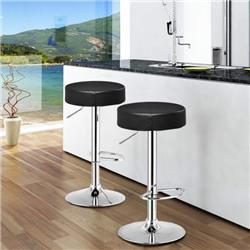 Picture of Costway HW56008BK Adjustable Round Leather Swivel Seat Bar Stool, Black