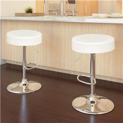Picture of Costway HW56008WH Adjustable Round Leather Swivel Seat Bar Stool, White
