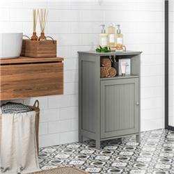 HW59319GR Bathroom Freestanding Adjustable Shelf Floor Storage Cabinet, Gray