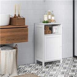 HW59319WH Bathroom Freestanding Adjustable Shelf Floor Storage Cabinet, White