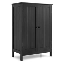 HW59320DK 2-Door Freee-Standing Bathroom Cabinet with Shelf, Black