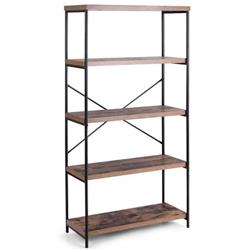 HW59370CF Multipurpose Open Bookcase Industrial Rack Wide Standing Storage Shelf, Brown