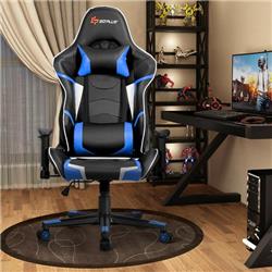 Picture of Costway HW62039BL Lumbar Support Massage Gaming Reclining Racing Chair, Blue