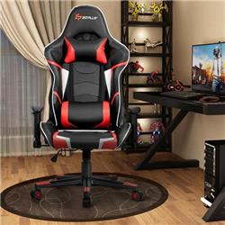 Picture of Costway HW62039RE Lumbar Support Massage Gaming Reclining Racing Chair, Red