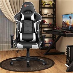 Picture of Costway HW62039WH Lumbar Support Massage Gaming Reclining Racing Chair, White