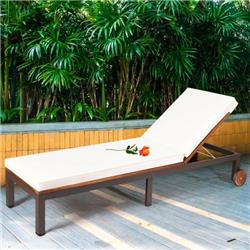 HW63206 Patio Acacia Wood Chaise Recliner Lounge Chair