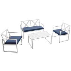 HW64413 Outdoor Conversation Set with Sturdy Steel Frame - 4 Piece
