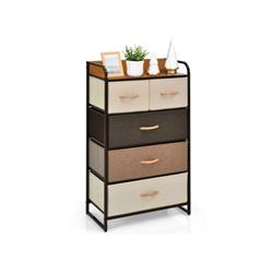 HW65417 4-Tier Organizer Tower Steel Frame Wooden Top Storage Dresser with 5 Drawer