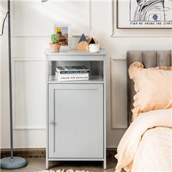 HW66005GR Bathroom Wooden Floor Cabinet with Multifunction Storage Rack, Gray