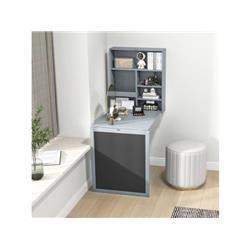 HW61920GR Convertible Wall Mounted Table with A Chalkboard, Gray